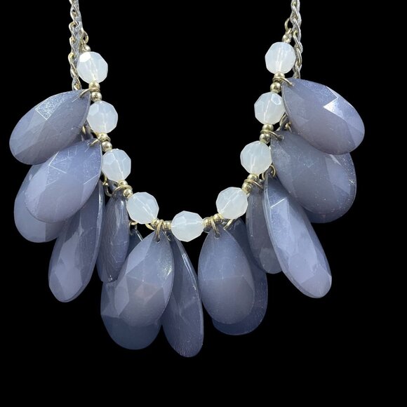 Faceted Teardrop Bib Necklace Statement Pastel Coquette Spring Soft Girl Glam - Picture 2 of 10